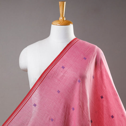 Pink - Bengal Jamdani Buti Handloom Cotton Fabric
