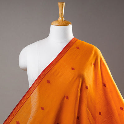 Orange - Bengal Jamdani Buti Handloom Cotton Fabric