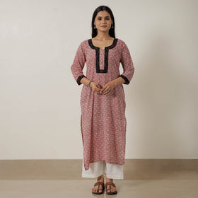 Buy Block Print Mul Cotton Straight Bagh Kurta Online