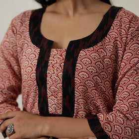 Buy Block Print Mul Cotton Straight Bagh Kurta Online