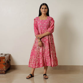 Buy Hand Batik Printed Cotton Flared Dress 02 Online l iTokri.com