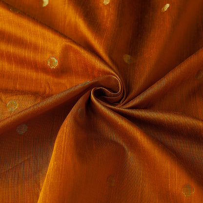 Orange - Polka Dot Zari Buti Spun Dupion Viscose Silk Fabric 01
