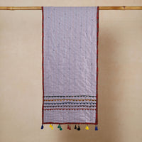 Purple - Kutch Tagai Work Ajrakh Border Cotton Stole with Tassels