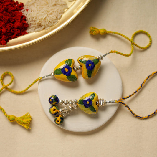Patwa Threadwork Blue Pottery Beads and Chuda Rakhi (set of 2) 12