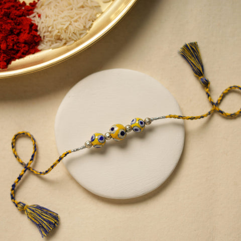 Patwa Threadwork Blue Pottery Beads Rakhi 19