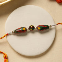 Patwa Threadwork Blue Pottery Beads Rakhi 22