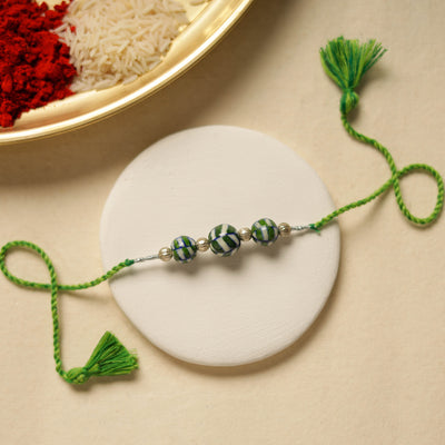 Patwa Threadwork Blue Pottery Beads Rakhi 23