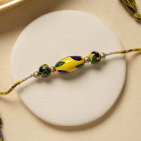 Patwa Threadwork Blue Pottery Beads Rakhi 24