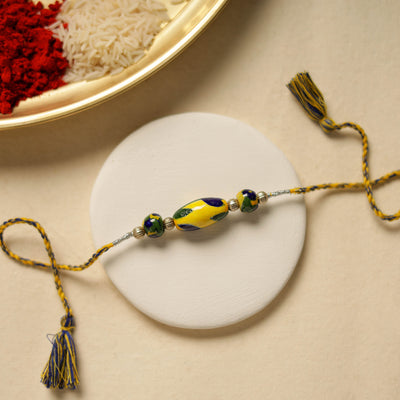 Patwa Threadwork Blue Pottery Beads Rakhi 24