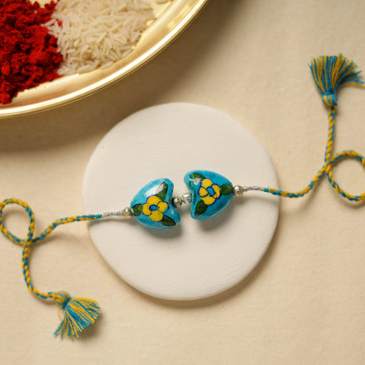 Patwa Threadwork Blue Pottery Beads Rakhi 27