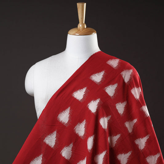 Red with Diamand Pochampally Double Ikat Handloom Cotton Fabric