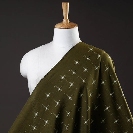 Mehndi Green Pochampally Double Ikat Handloom Cotton Fabric