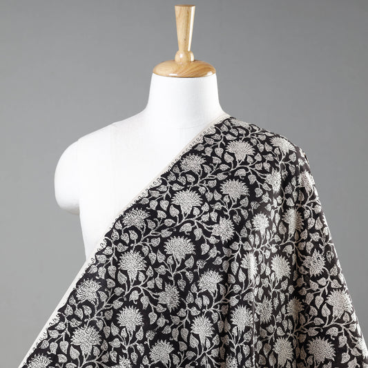 Black - Bagru Kalamkari Block Printed Cotton Fabric