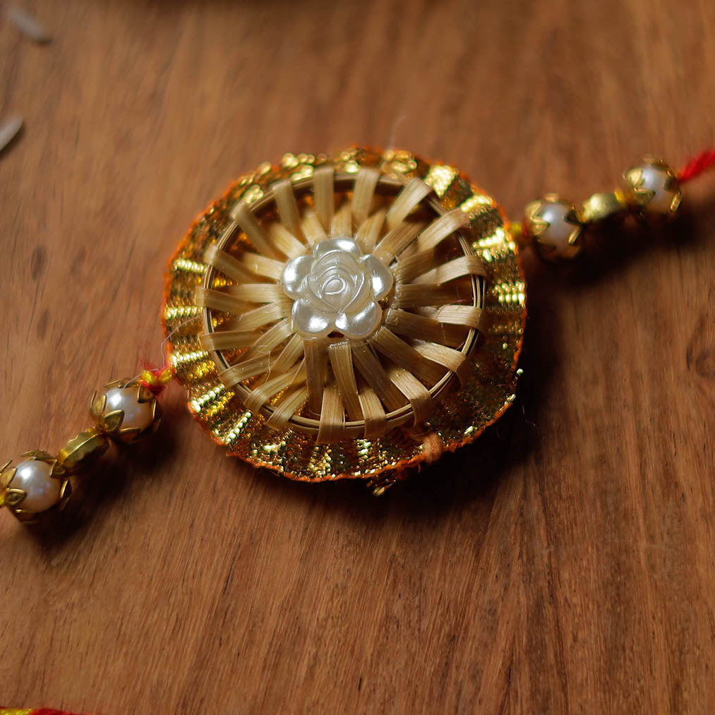 Flower - Handmade Bamboo Craft Beadwork Rakhi by Baansuli 09