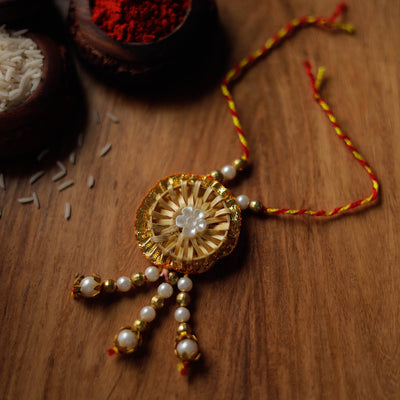 Flower - Handmade Bamboo Craft Beadwork Lumba Rakhi by Baansuli 17