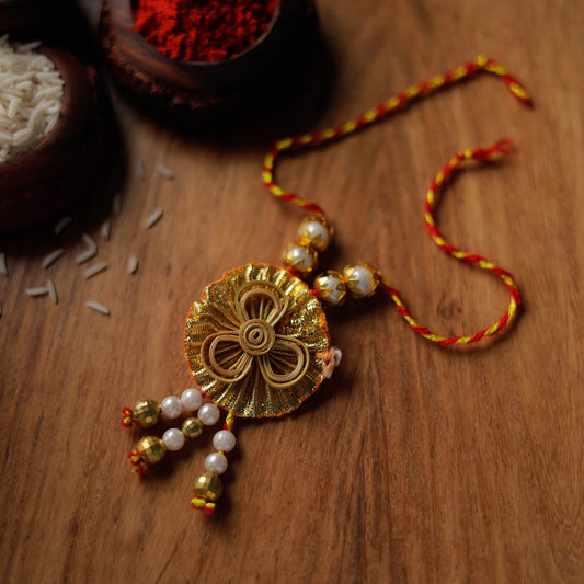 Flower - Handmade Bamboo Craft Beadwork Lumba Rakhi by Baansuli 28