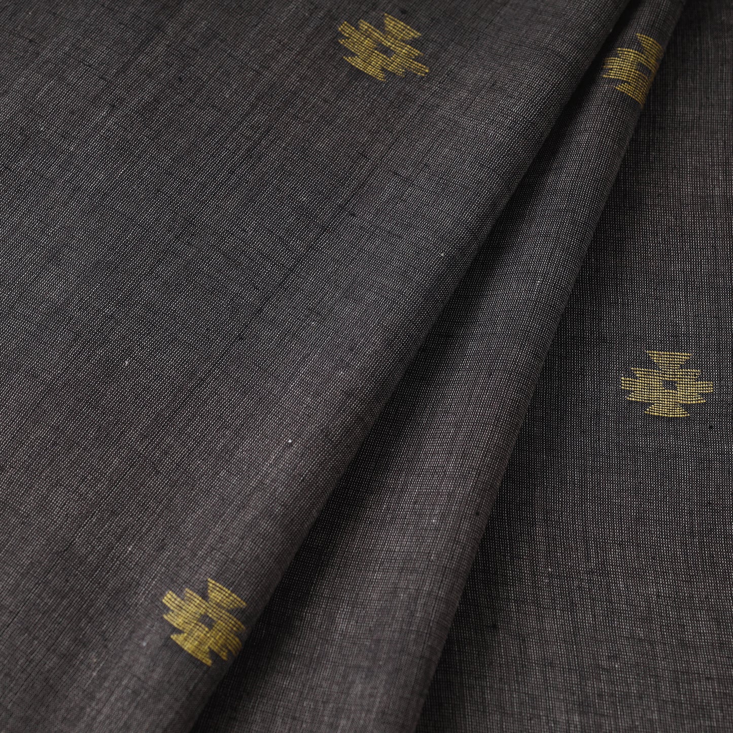 Grey - Phulia Jamdani Handloom Pure Cotton Fabric