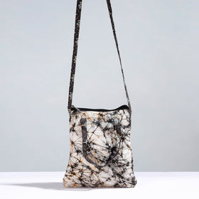 Beige Handmade Quilted Cotton Sling Bag 06