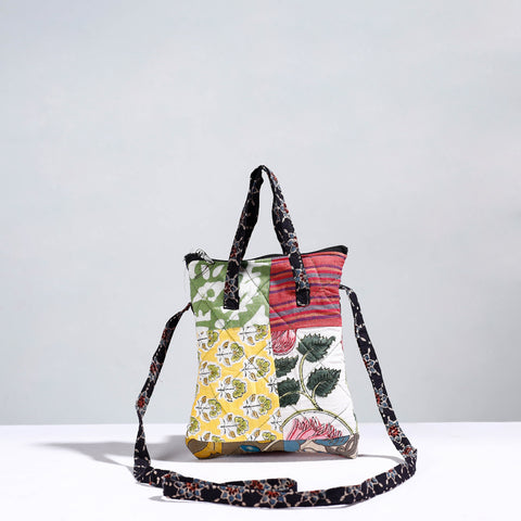 Multicolor Handmade Quilted Cotton Patchwork Sling Bag 38