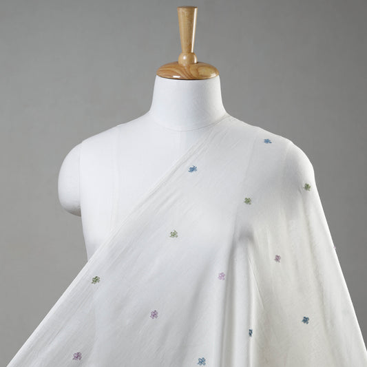White - Bengal Jamdani Buti Pure Handloom Cotton Fabric
