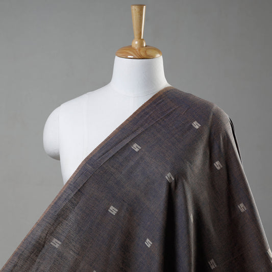 Brown - Bengal Jamdani Buti Pure Handloom Cotton Fabric
