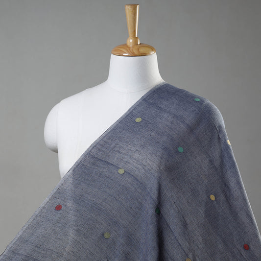 Grey - Phulia Jamdani Handloom Pure Cotton Fabric