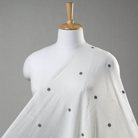 White - Phulia Jamdani Handloom Pure Cotton Fabric