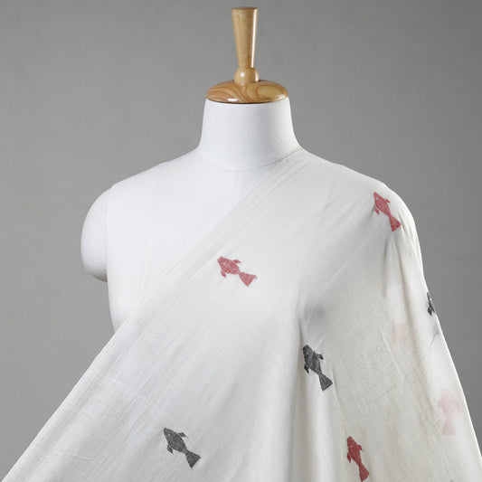White - Phulia Jamdani Handloom Pure Cotton Fabric