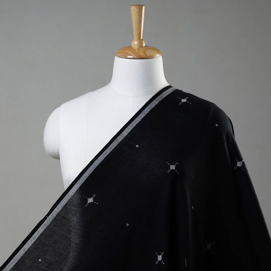 Black - Phulia Jamdani Handloom Pure Cotton Fabric