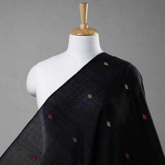Black - Phulia Jamdani Handloom Pure Cotton Fabric