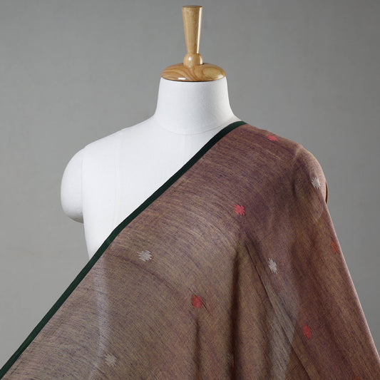 Brown - Phulia Jamdani Handloom Pure Cotton Fabric