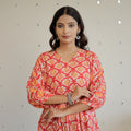 Pink - Hand Batik Printed Cotton Flared Dress 07