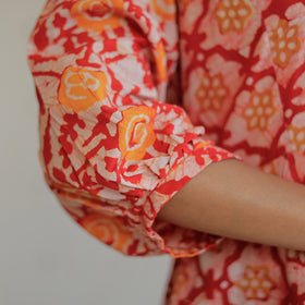 Pink - Hand Batik Printed Cotton Flared Dress 07
