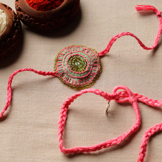 Beads & Thread Embroidered Reusable Rakhi by Neeli Titlee 147
