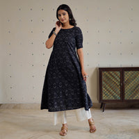 Black - Pochampally Ikat Weave Cotton Dress 02