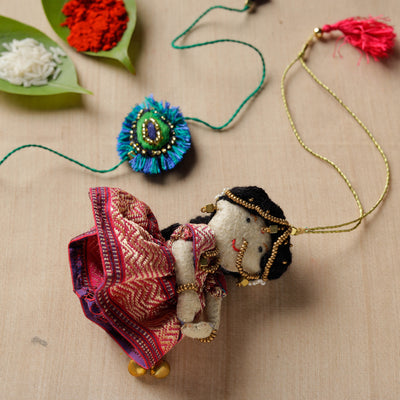 Hand Embroidered Felt Work Radha Morpankh Rakhi