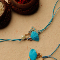 Handmade Stone Beadwork Rakhi & Lumba Set 40