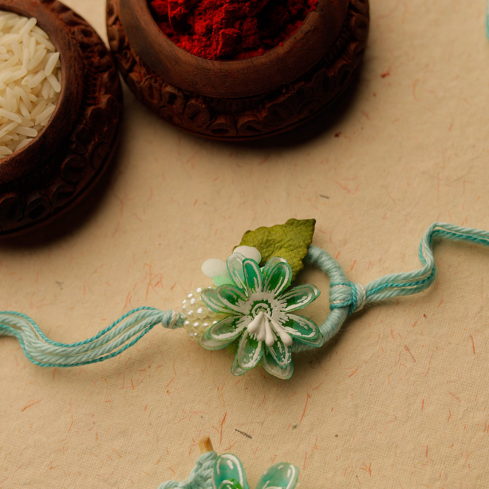 Handmade Paper Flower Rakhi & Lumba Set 41