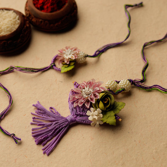 Handmade Paper Flower Rakhi & Lumba Set 43