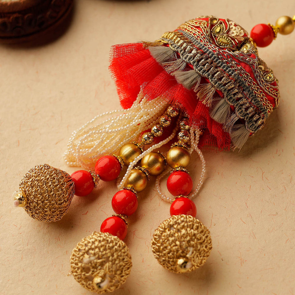 Handmade Beadwork Embroidered Lumba Rakhi