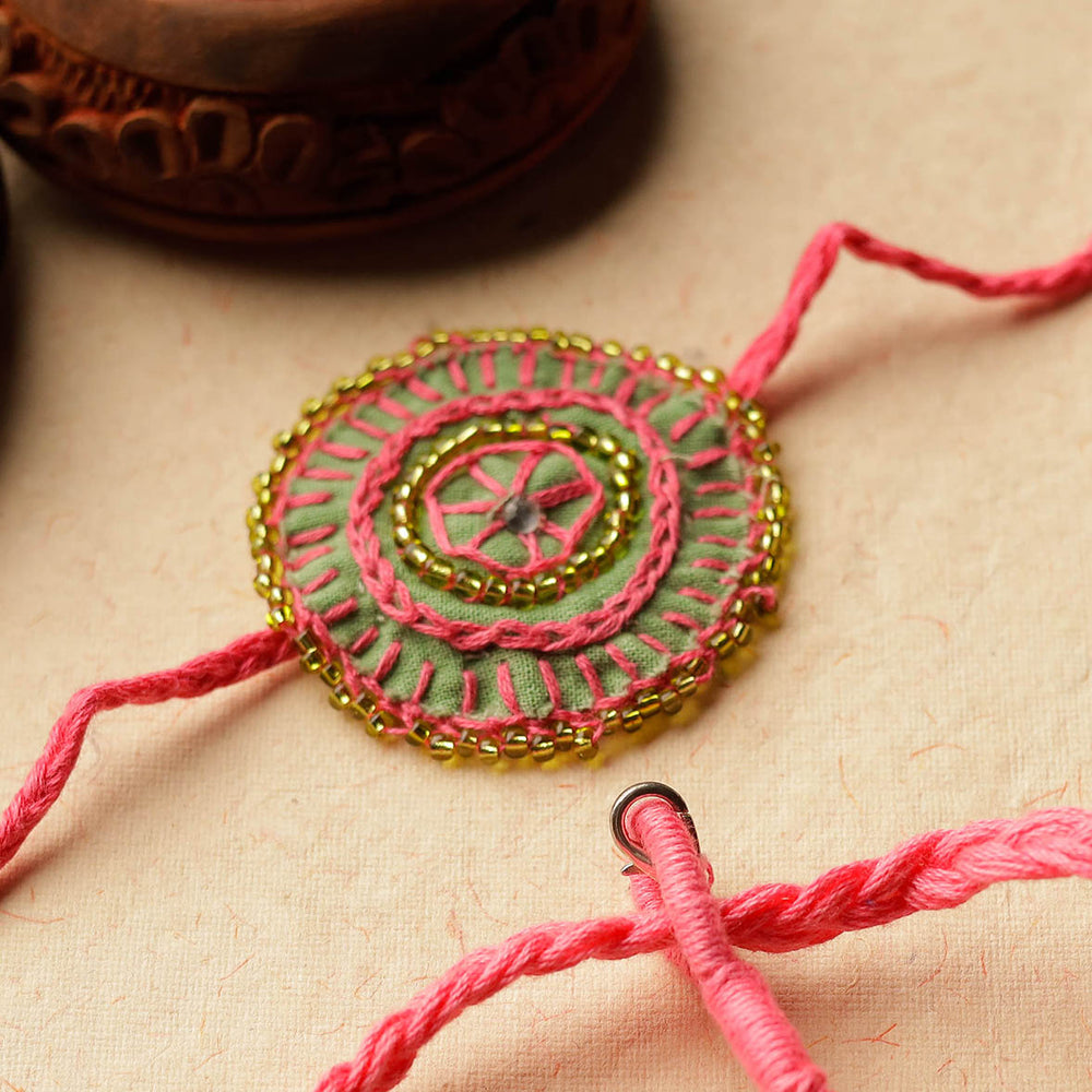 Beads & Thread Embroidered Reusable Rakhi