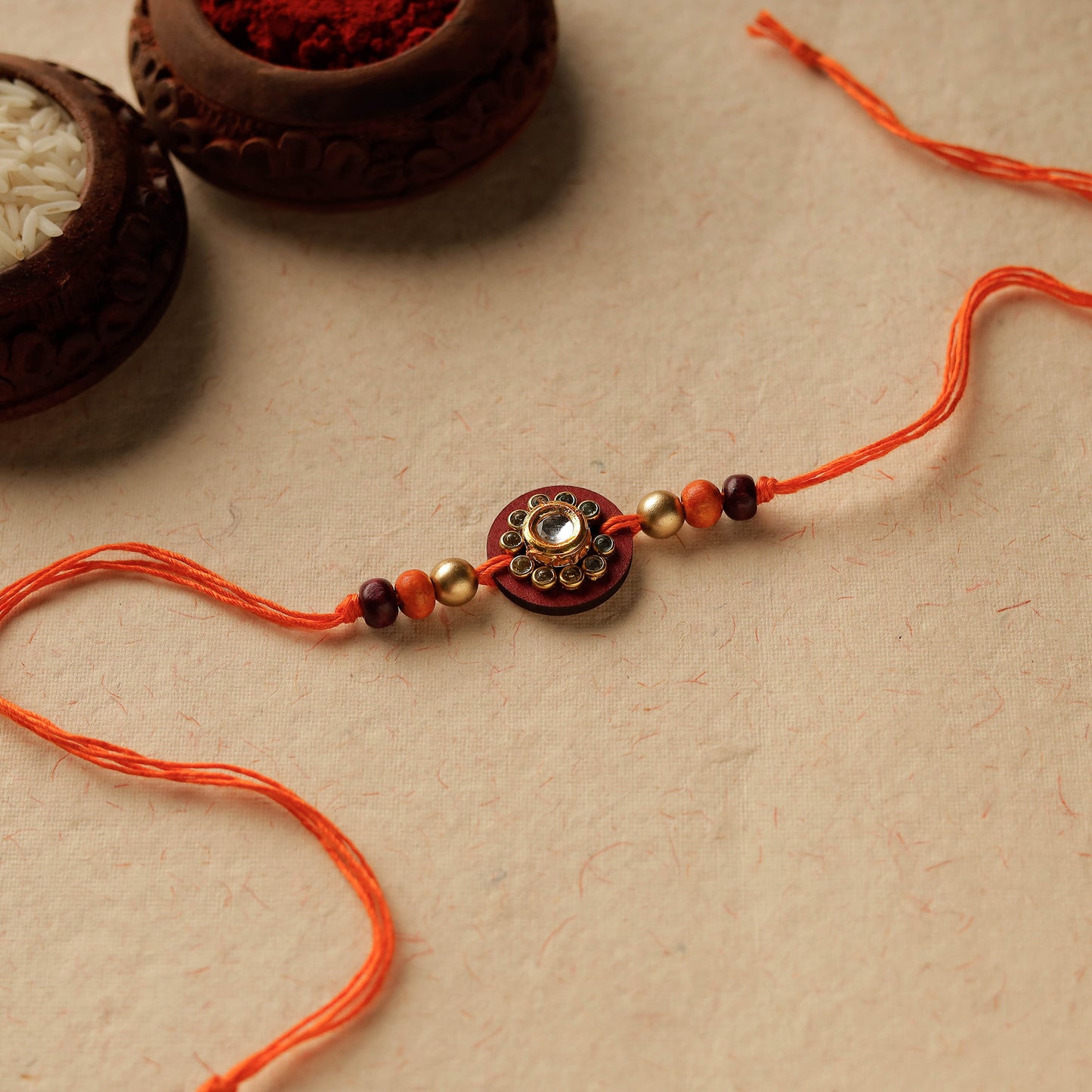 Handmade Kundan & Beadwork Rakhi 14