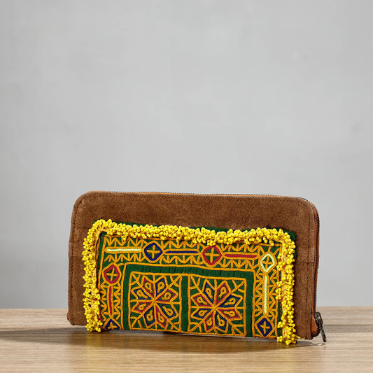 Banjara Vintage Embroidery Beadwork Suede Leather Wallet