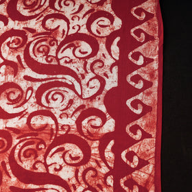  Cotton Red Hand Batik Print Fabric 