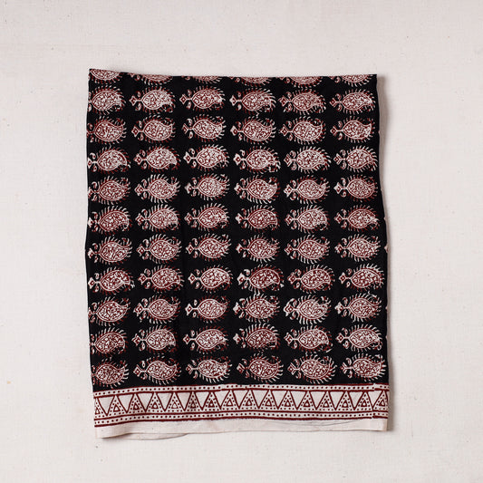 Black - Bagh Block Printed Modal Silk Precut fabric - (0.8 meter)