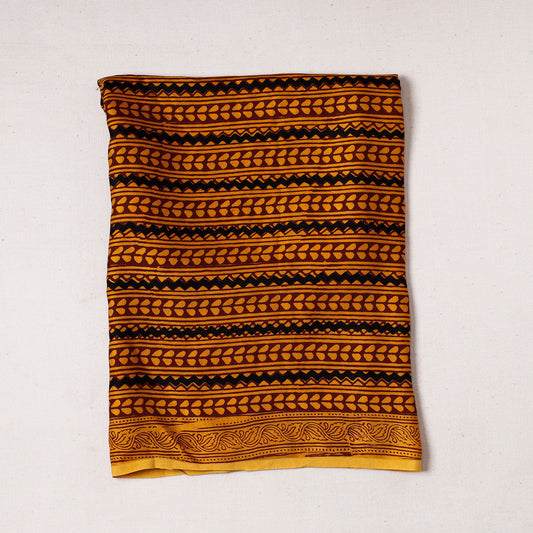 Yellow - Bagh Block Printed Modal Silk Precut fabric - (0.9 meter)