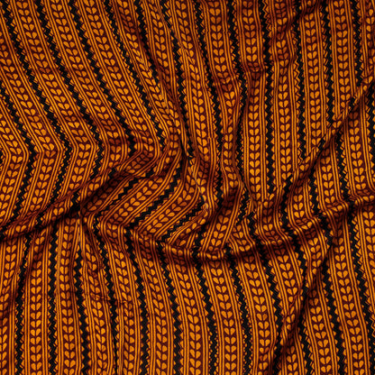 Yellow - Bagh Block Printed Modal Silk Precut fabric - (0.9 meter)