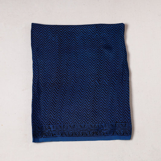Blue - Bagh Block Printed Modal Silk Precut fabric - (1 meter)