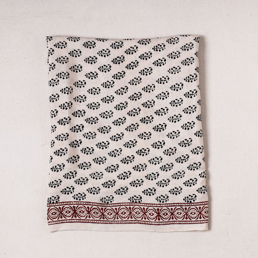 White - Bagh Block Printed Modal Silk Precut fabric - (1.25 meter)