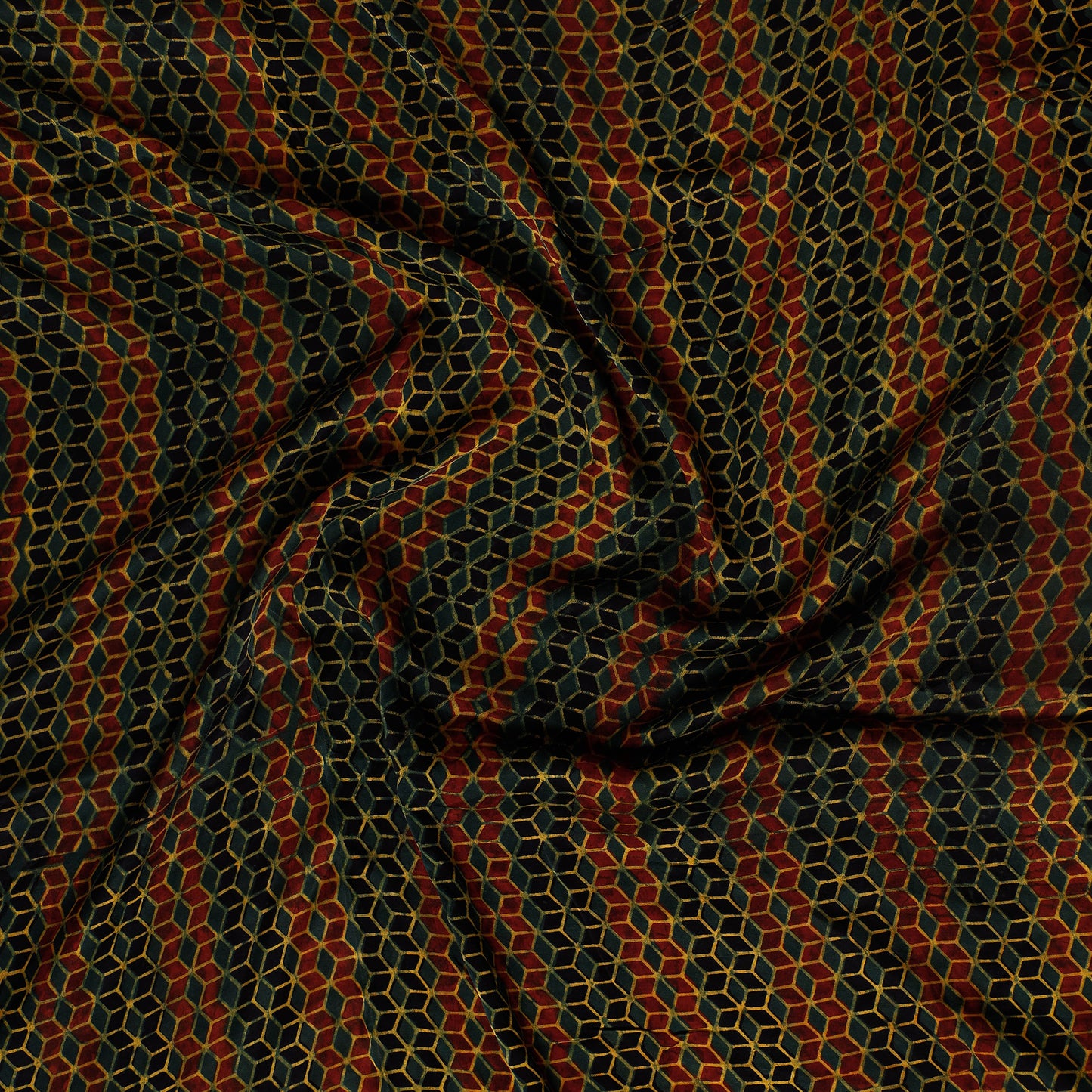 Multicolor - Bagh Block Printed Modal Silk Precut fabric - (0.9 meter)